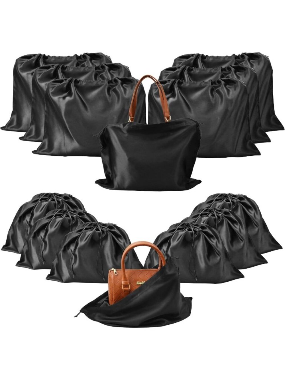 12 Pcs Satin Dust Bags for Handbags & Purses - Drawstring Storage Organizers